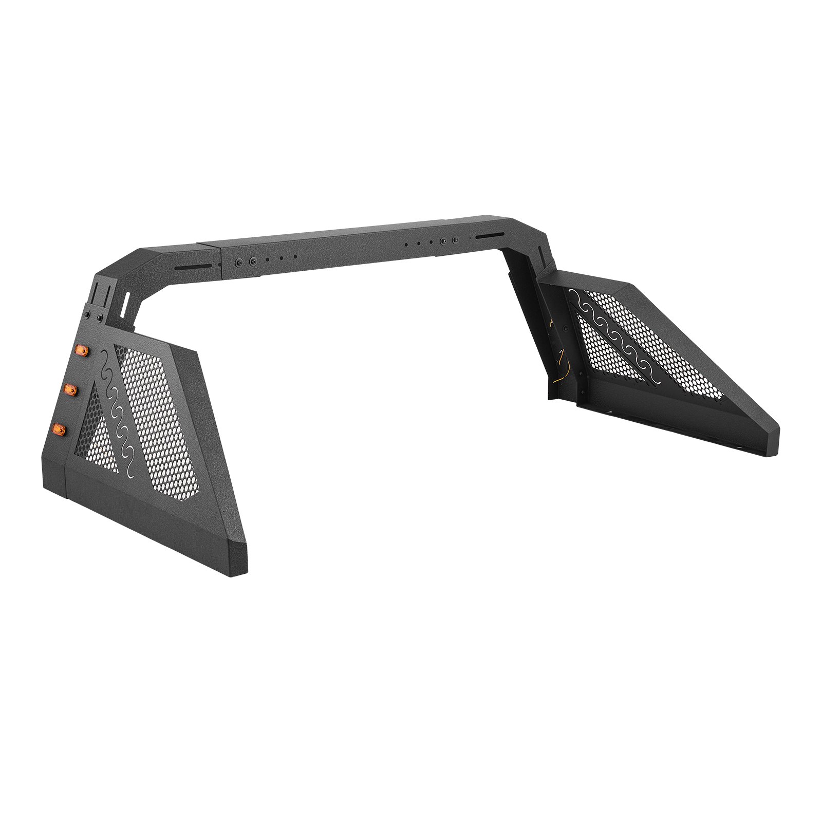 VEVOR Truck Bed Roll Bar, Universal Pickup Sport Adjustable Bar Chase Rack Compatible with Full-Size Truck, Carbon Steel Construction with 6 Amber Auxiliary Lights, No Rack Included