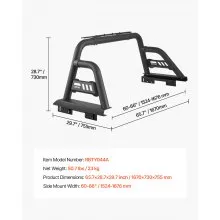Truck Bed Roll Bar Universal Chase Rack for Full-Size Pickup Carbon Steel