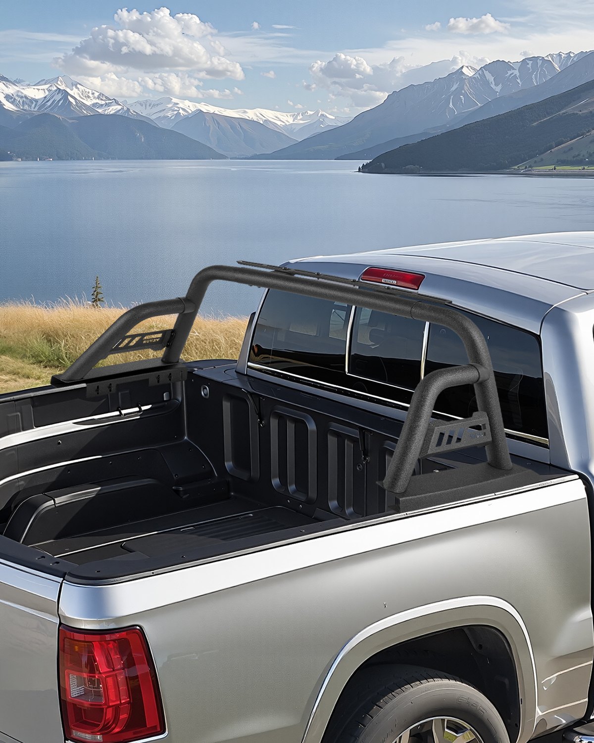 VEVOR Truck Bed Roll Bar, Universal Pickup Sport Adjustable Bar Chase Rack Compatible with Full-Size Truck, Carbon Steel Construction with Extension Light Bracket, No Rack Included