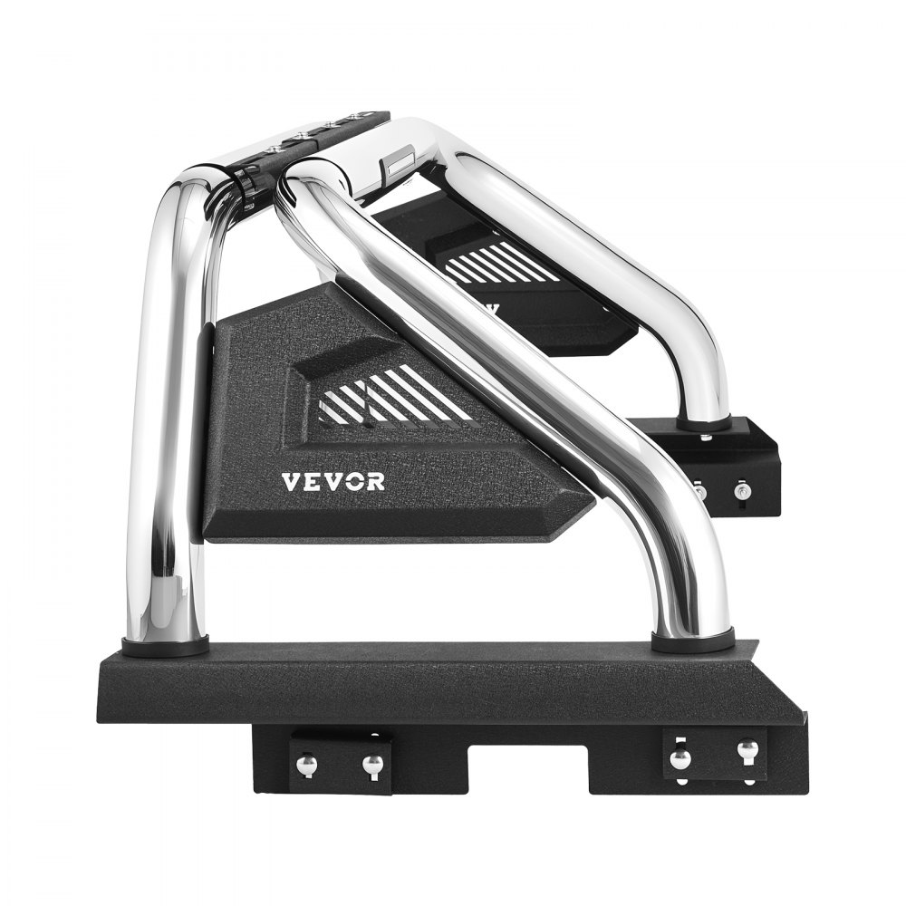 VEVOR Truck Bed Roll Bar, Universal Adjustable Sport Bar Chase Rack Compatible with Full-Size & Mid-Size Pickup, With LED Brake Light, Stainless Steel + Carbon Steel No Rack Included