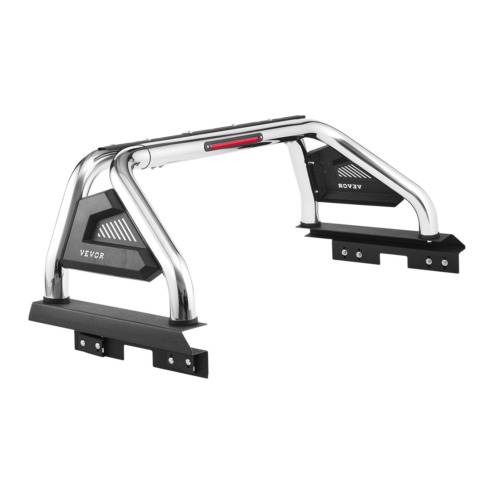 VEVOR Truck Bed Roll Bar, Universal Adjustable Sport Bar Chase Rack Compatible with Full-Size & Mid-Size Pickup, With LED Brake Light, Stainless Steel + Carbon Steel No Rack Included