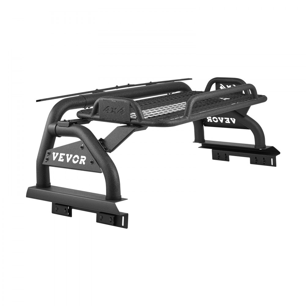 VEVOR Truck Bed Roll Bar, Universal Adjustable Sport Bar Chase Rack, with Luggage Rack for Full-Size Pickup, Carbon Steel Construction with Extension Light Bracket, Rust-resistant Coating