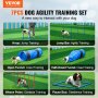 VEVOR Hund Agility Träningsutrustning 7 ST Set med hinder 2 tunnlar Jump Ring