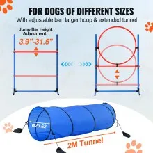 VEVOR Dog Agility Training Equipment 5 PCS Set with Hurdles Tunnel Jump Ring
