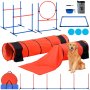 VEVOR Dog Agility Training Equipment 7 PCS Set Upgrade w/ Hurdles 2 Tunnels Ring