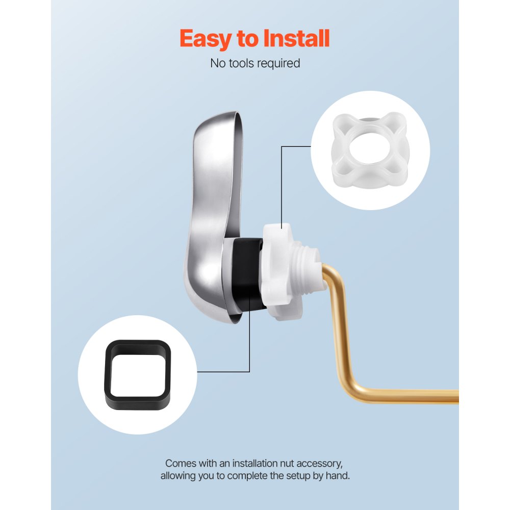VEVOR Toilet Handle Replacement Kit, Side Mount Universal Toilet Handle, Toilet Handle Lever with Stainless Steel Flapper Chain, Toilet Flush Handle Fits Various Toilet Tanks, Chrome Finish, Silver