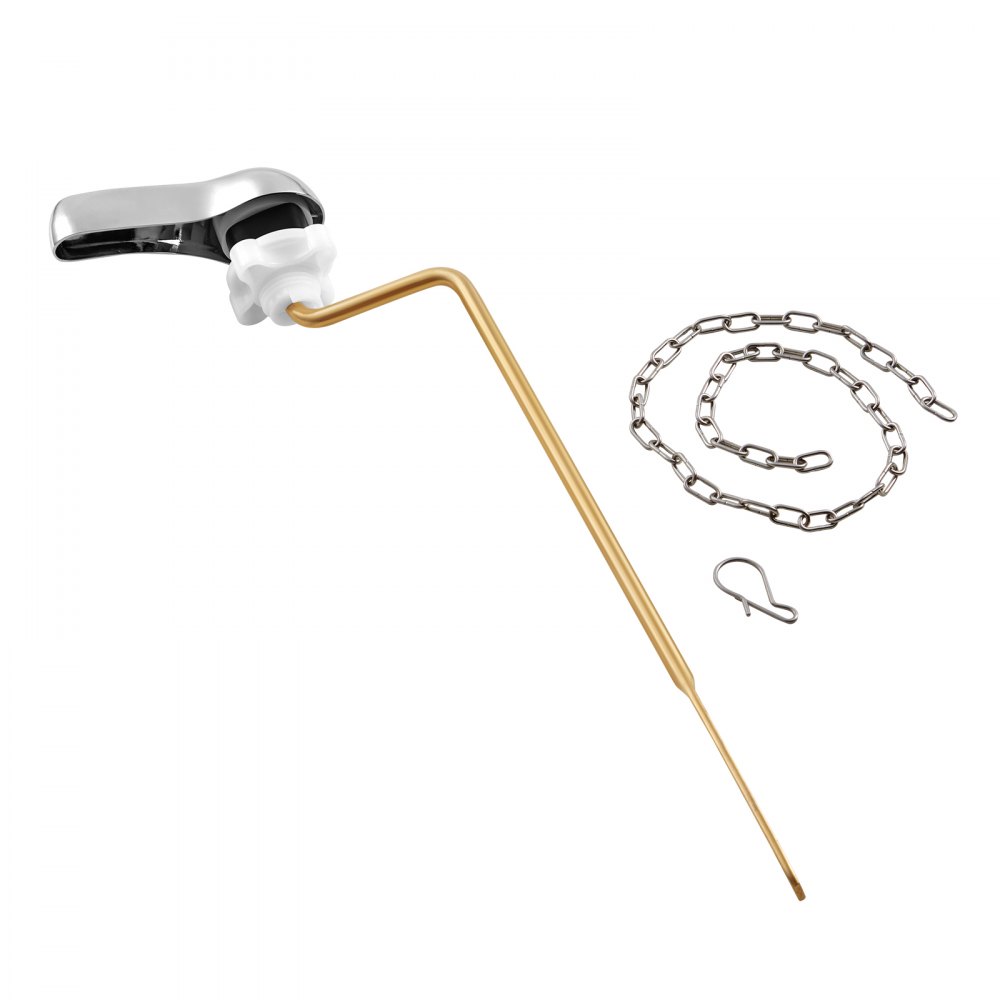 VEVOR Toilet Handle Replacement Kit, Side Mount Universal Toilet Handle, Toilet Handle Lever with Stainless Steel Flapper Chain, Toilet Flush Handle Fits Various Toilet Tanks, Chrome Finish, Silver