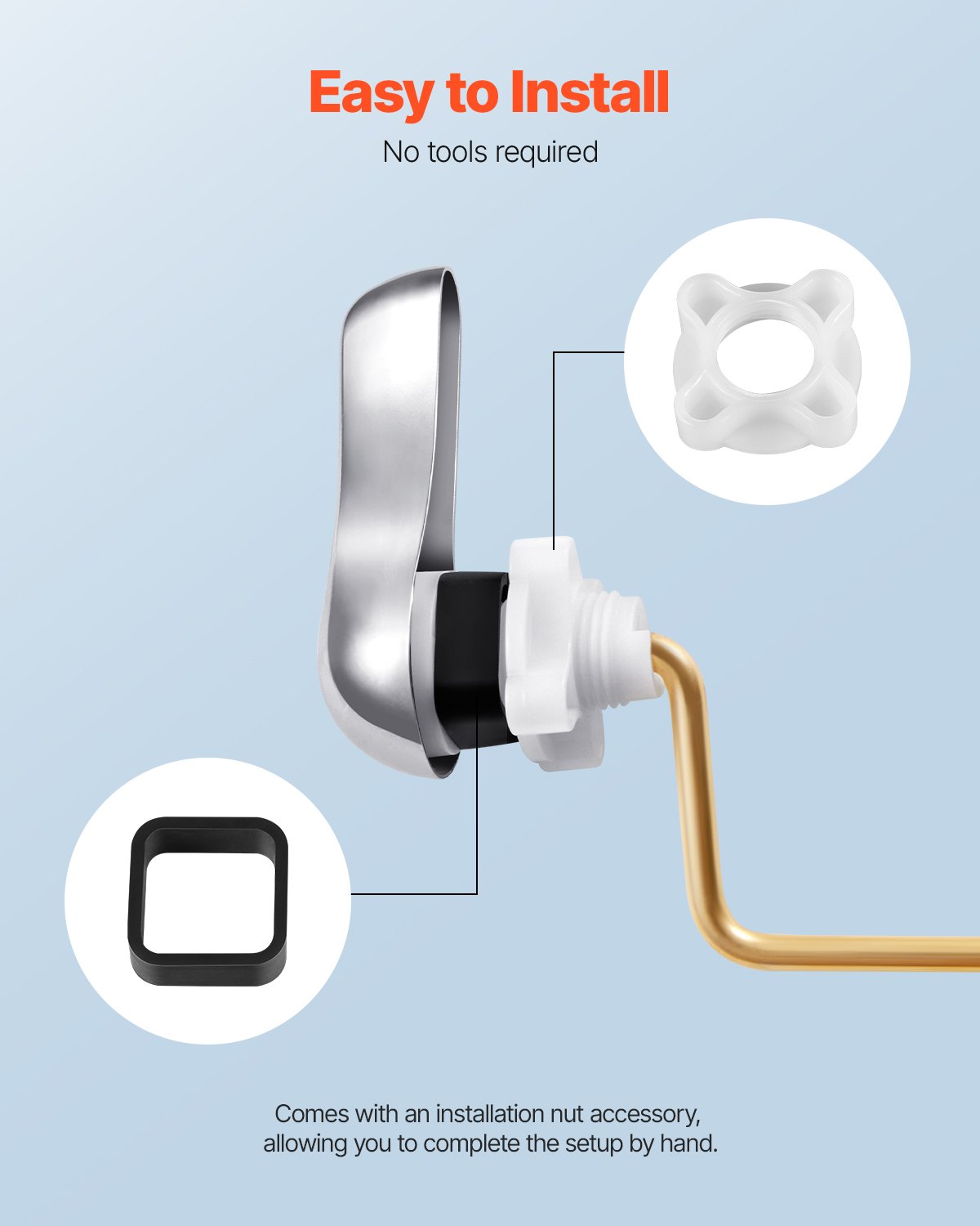 VEVOR Toilet Handle Replacement Kit, Side Mount Universal Toilet Handle, Toilet Handle Lever with Stainless Steel Flapper Chain, Toilet Flush Handle Fits Various Toilet Tanks, Chrome Finish, Silver