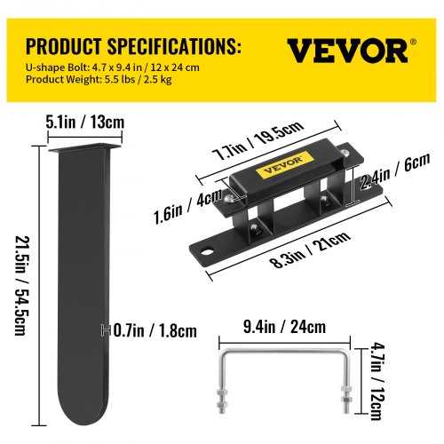 VEVOR Chainsaw Holder, 21.5" x 5.1" Powder Coated SPCC Steel, Tool Mount Accessories with U-Shape Bolt, Universal Chain Saw Carrier Kit for Tractors, ATVs, UTVs, Trucks, Utility Vehicles, Black