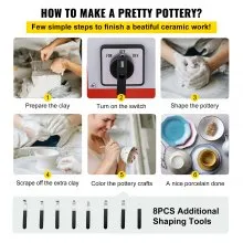 VEVOR Pottery Wheel 25cm Pottery Forming Machine with Sculpting Set Adjustable Feet Ceramic Pottery Wheel 280W Art Craft DIY Clay Tool for Ceramic Work Ceramics Clay