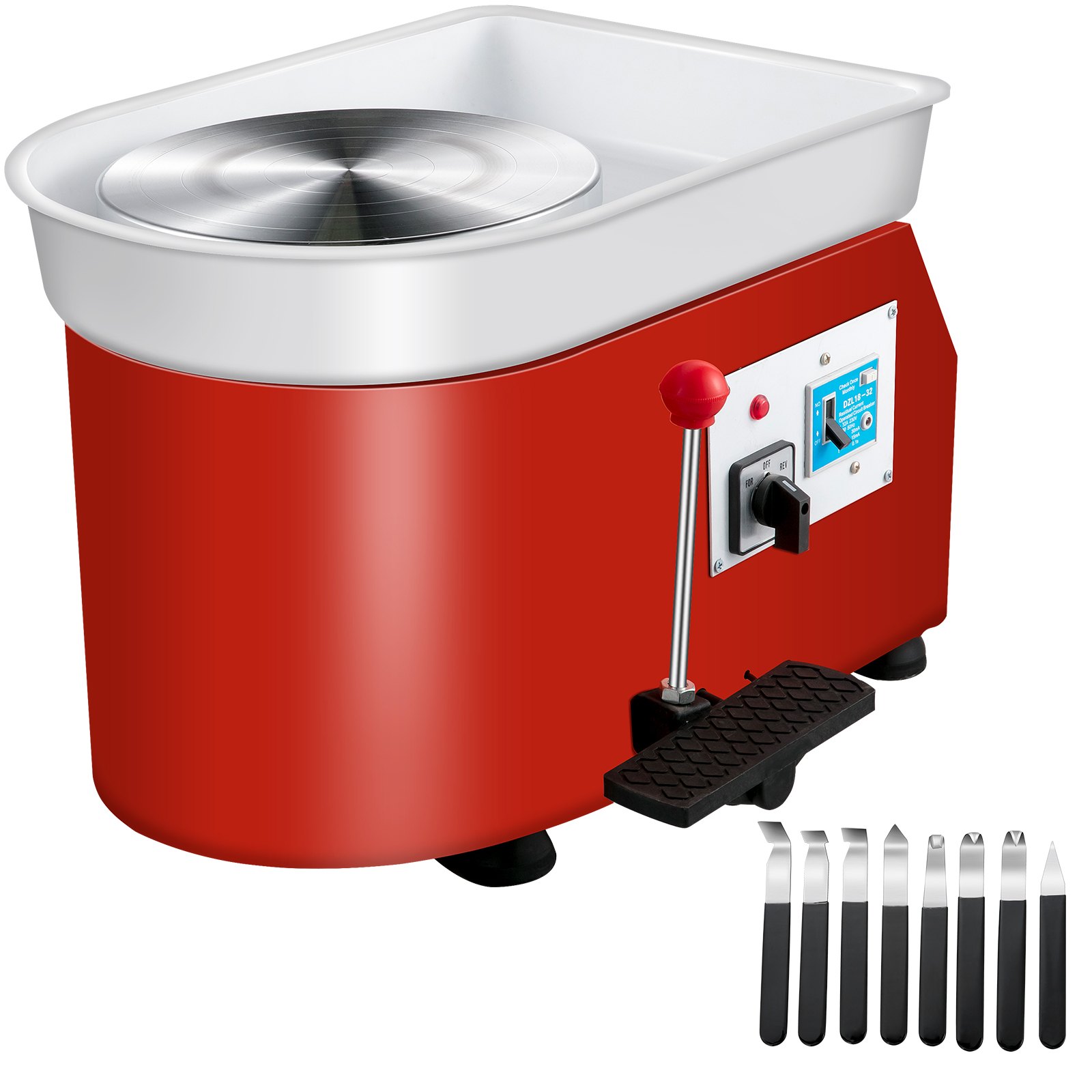 VEVOR Electric Pottery Wheel 25cm Pottery Wheel Machine 280W Pottery Forming Machine with Adjustable Handle Feet Pedal DIY Clay Shaping Tool with 8pcs of Tray Clay Knife Set for Ceramics Clay Craft