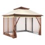 VEVOR Patio Gazebo, 11 x 11 FT Pop up Gazebo for 8-10 Person, with Mosquito Netting, Metal Frame, and PU Coated 250D Oxford Cloth, Outdoor Canopy Shelter for Patio, Backyard, Lawn, Garden, Deck