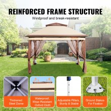 VEVOR Patio Gazebo, Pop up Gazebo for 8-10 Person, with Mosquito Netting, Metal Frame, and PU Coated 250D Oxford Cloth, Outdoor Canopy Shelter for Patio, Backyard, Lawn, Garden, Deck