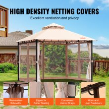 VEVOR Patio Gazebo for 6-8 Person, 3.05 x 3.05 m Backyard Gazebo, with Mosquito Netting, Metal Frame, and PU Coated 180G Polyester, Outdoor Canopy Shelter for Patio, Backyard, Lawn, Garden, Deck
