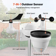 VEVOR 7-in-1 Wi-Fi Weather Station 7 in TFT Display Wireless Outdoor Sensor