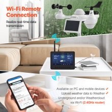 VEVOR 7-in-1 Wi-Fi Weather Station 7 in TFT Display Wireless Outdoor Sensor