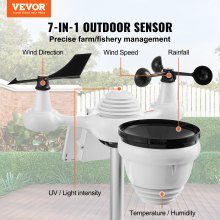 VEVOR 7-in-1 Wi-Fi Weather Station 177.8 mm TFT Display Wireless Outdoor Sensor