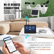 VEVOR 7-in-1 Wi-Fi Weather Station 177.8 mm TFT Display Wireless Outdoor Sensor
