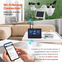 VEVOR 7-in-1 Wi-Fi Weather Station 177.8 mm TFT Display Wireless Outdoor Sensor