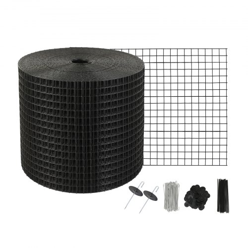 VEVOR 15 x 3048 cm Solar Panel Bird Guard, Critter Guard Roll Kit with 100pcs Aluminum Alloy Fasteners, Solar Panel Guard with Rust-proof PVC Coating, 12.7 mm Wire Roll Mesh