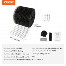 VEVOR 6 inch x 50ft Solar Panel Bird Guard, Critter Guard Roll Kit with 50pcs Aluminum Alloy Fasteners, Solar Panel Guard with Rust-proof PVC Coating, 1/2 inch Wire Roll Mesh