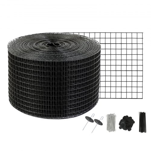 VEVOR 20 x 3048 cm Solar Panel Bird Guard, Critter Guard Roll Kit with 100pcs Aluminum Alloy Fasteners, Solar Panel Guard with Rust-proof PVC Coating, 12.7 mm Wire Roll Mesh