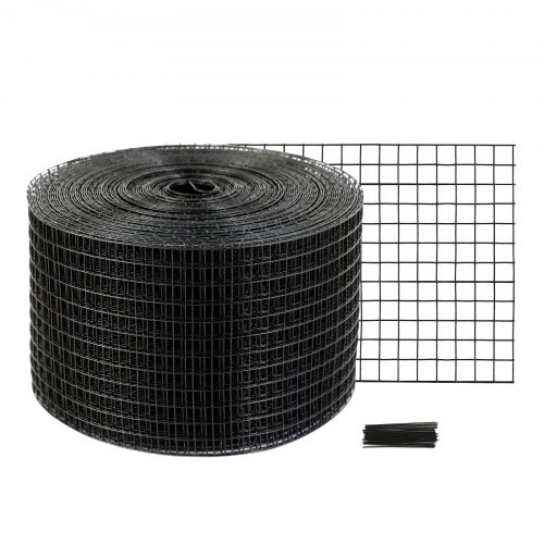 VEVOR 8 inch x 100ft Solar Panel Bird Guard, Critter Guard Roll Kit with Rust-proof PVC Coating, Solar Panel Guard with 50pcs Tire Wires, 1/2 inch Wire Roll Mesh