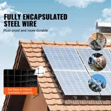 VEVOR 8 inch x 100ft Solar Panel Bird Guard, Critter Guard Roll Kit with Rust-proof PVC Coating, Solar Panel Guard with 50pcs Tire Wires, 1/2 inch Wire Roll Mesh