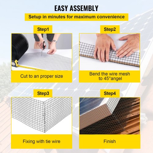 VEVOR Bird Protection Roll Set, 20.3 cm x 30.5 m, Bird Wire Set for Solar Panel with 50 Cable Ties Made of Metal Wicker, 12.7 mm, Protective Roll with VEVOR Bird Protection Roll Set, 20.3 cm x 30.5 m, Bird Wire Set for Solar Panel with 50 Cable Ties Made of Metal Wicker, 12.7 mm, Protective Roll with