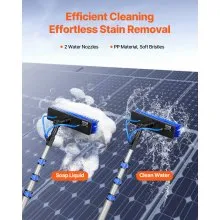 Water Fed Pole Kit 20FT Solar Panel Cleaning Pole 180° Rotatable Brush Head