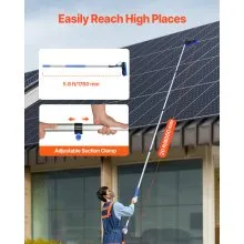Water Fed Pole Kit 20FT Solar Panel Cleaning Pole 180° Rotatable Brush Head
