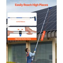 Water Fed Pole Kit 24FT Solar Panel Cleaning Pole 180° Rotatable Brush Head