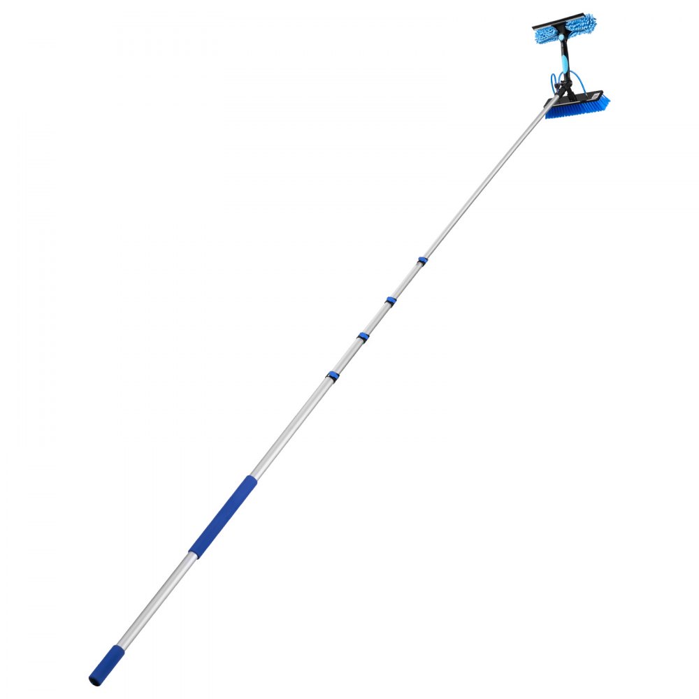 VEVOR Solar Panel Cleaning Kit, 7.365 m, Water Fed Pole Kit with Cleaning Brush, Soap Dispenser, Extendable Aluminum Telescopic Pole, 180° Rotatable Brush Head, for Roof Mounted Solar Panels, Windows