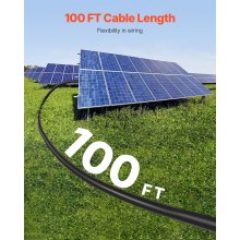 100FT Solar Panel Extension Cable 10AWG Waterproof PV 6mm² Cable Black