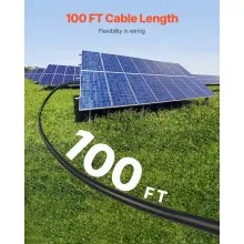 Cable de extensión para panel solar de 100 pies, 10 AWG, resistente al agua, cable fotovoltaico de 6 mm², color negro