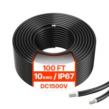 100FT Solar Panel Extension Cable 10AWG Waterproof PV 6mm² Cable Black