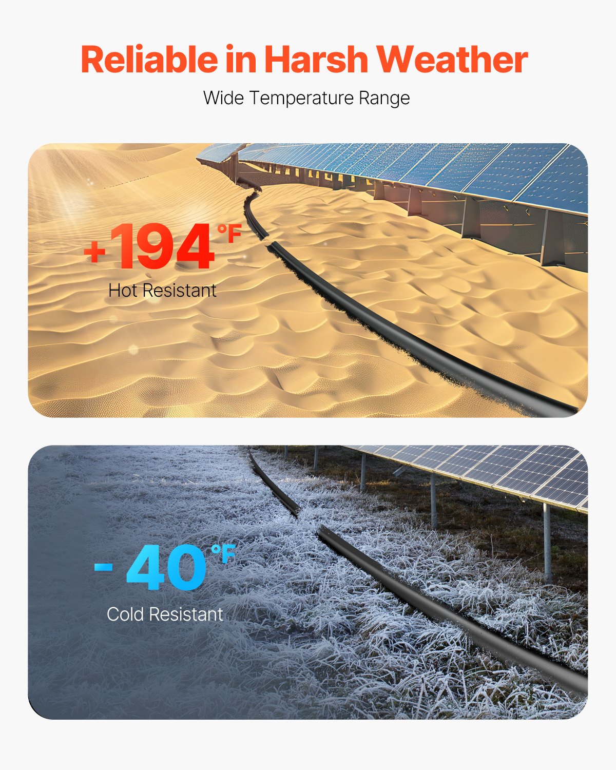 VEVOR 30.48m/100FT Solar Panel Extension Cable, 6mm²/10AWG Solar Extension Cable Wire, 6mm² IP67 Waterproof PV Cable for Home, Ship and RV Solar Panels, Black