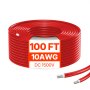 VEVOR 100FT Solar Panel Extension Cable 10AWG Waterproof PV 6mm² Cable Red
