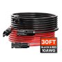 30FT Solar Panel Extension Wire with Female & Male Connectors 10AWG 1 Pair