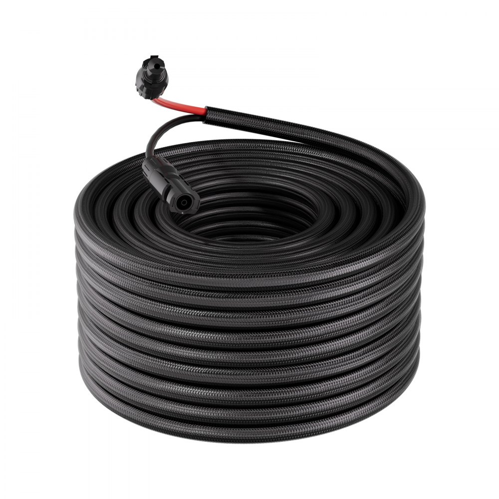 VEVOR 30.48M Solar Panel Extension Cable, 10 AWG, Solar Panel Wire with Flame Retardant Protective Sleeving, Female and Male Connectors, IP67 Waterproof PV Wire, for Outdoor Automotive RV, Black & Red