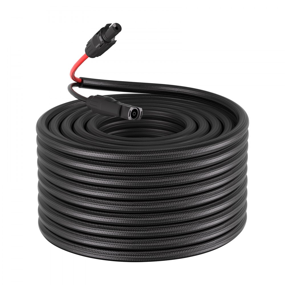 VEVOR 30.48M Solar Panel Extension Cable, 10 AWG, Solar Panel Wire with Flame Retardant Protective Sleeving, Female and Male Connectors, IP67 Waterproof PV Wire, for Outdoor Automotive RV, Black & Red