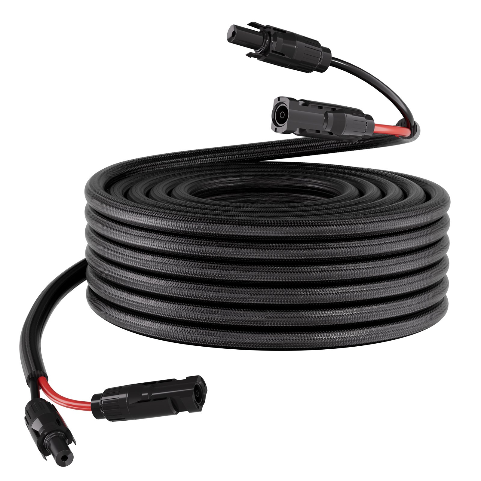 VEVOR 50FT Solar Panel Extension Cable, 10 AWG, Solar Panel Wire with Flame Retardant Protective Sleeving, Female and Male Connectors, IP67 Waterproof PV Wire, for Outdoor Automotive RV, Black & Red