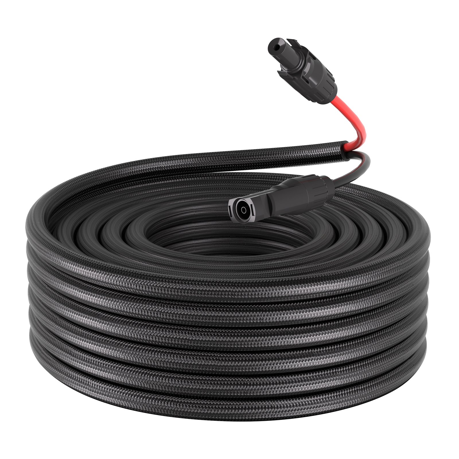 VEVOR 50FT Solar Panel Extension Cable, 10 AWG, Solar Panel Wire with Flame Retardant Protective Sleeving, Female and Male Connectors, IP67 Waterproof PV Wire, for Outdoor Automotive RV, Black & Red