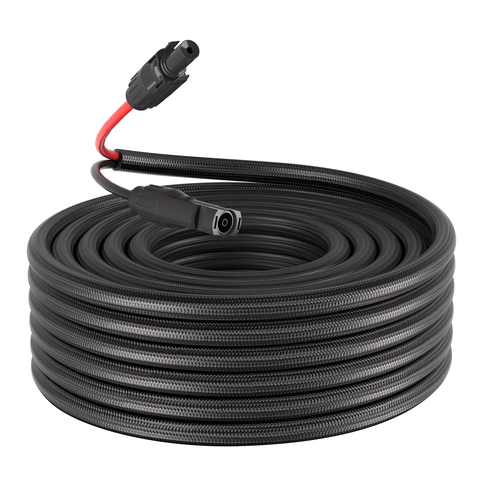VEVOR 50FT Solar Panel Extension Cable, 10 AWG, Solar Panel Wire with Flame Retardant Protective Sleeving, Female and Male Connectors, IP67 Waterproof PV Wire, for Outdoor Automotive RV, Black & Red