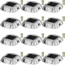 VEVOR Driveway Lights 12-Pack Solar Driveway Lights Bright White with Screws Solar Deck Lights Outdoor Waterproof Wireless Dock Lights 6 LEDs for Path Warning Garden Walkway Sidewalk Steps