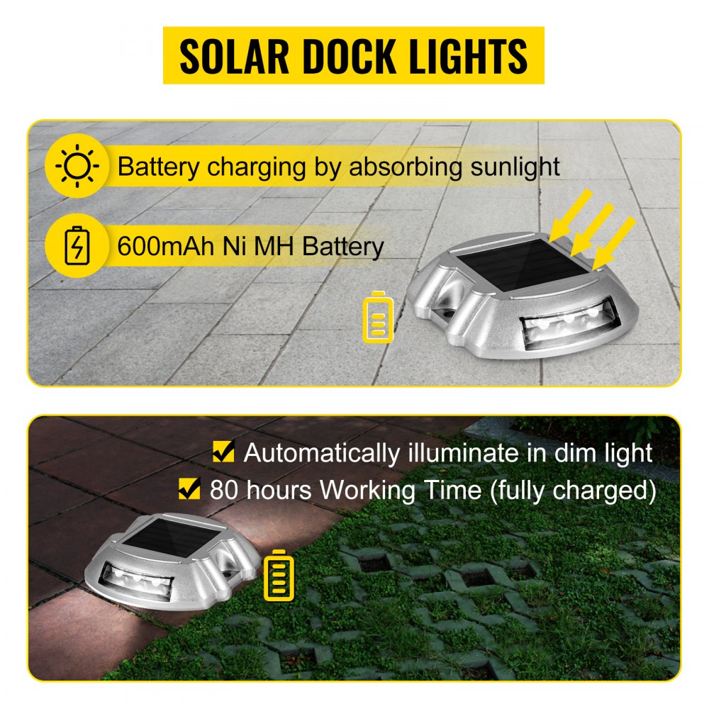Solar LED Pathway Driveway Lights Dock Path Step Road Safety Light Marker White