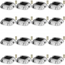 VEVOR Driveway Lights 16-Pack Solar Driveway Lights Bright White with Screw Solar Deck Lights Outdoor Waterproof Wireless Dock Lights 6 LEDs for Path Warning Garden Walkway Sidewalk Steps