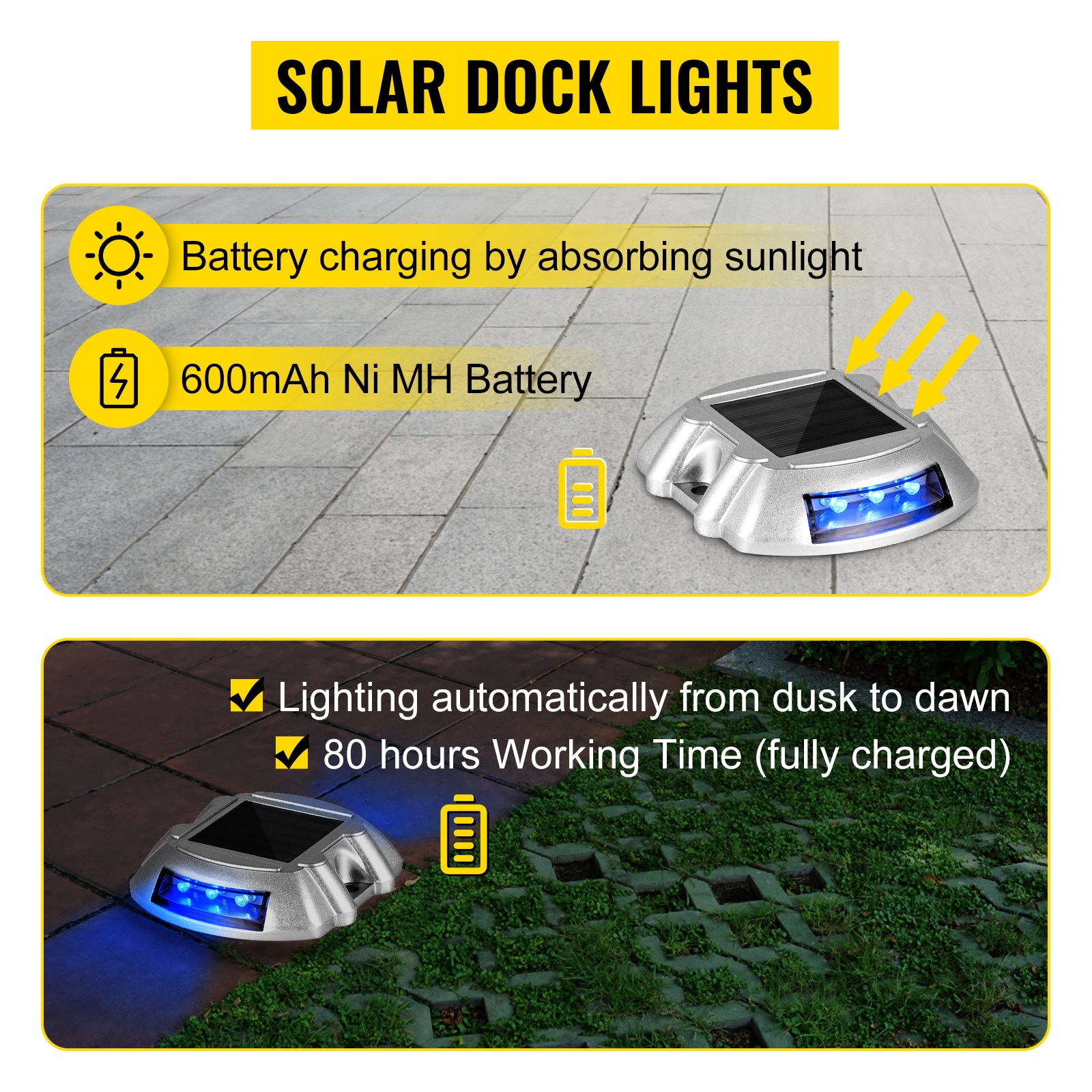 Driveway Lights, Solar Driveway Lights 24-Pack, Dock lights with Switch, in Blue