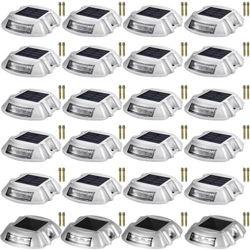Driveway Lights, Solar Driveway Lights 24-Pack, Dock Lights with Switch in White