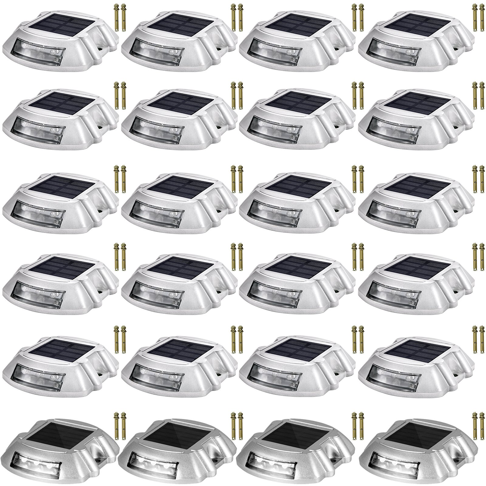 Driveway Lights, Solar Driveway Lights 24-Pack, Dock Lights with Switch in White